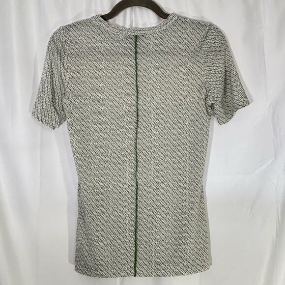 Rag & Bone Women’s Sabeen Jersey Top White Green Ribbon Print Small - Picture 2 of 5
